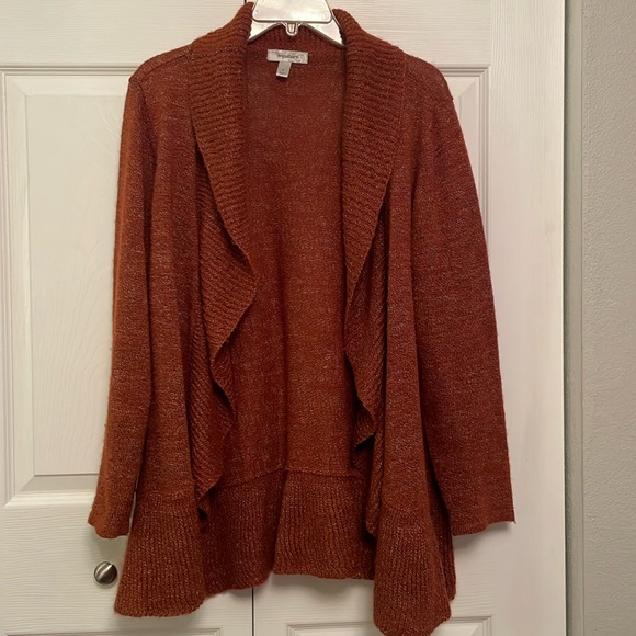 Dressbarn Fall Burnt Orange Open Front Cardigan Sweater Roomy - Picture 1 of 11